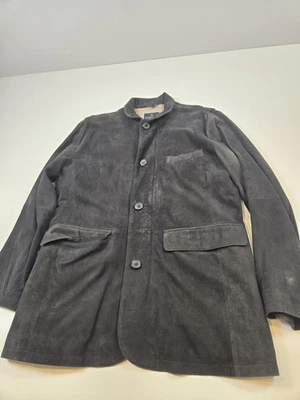 Chaqueta de Cuero Brooks Brothers Para Hombre Mediana Negra Gamuza Blazer Abrigo Forrado de Lino Foto 1 de 4