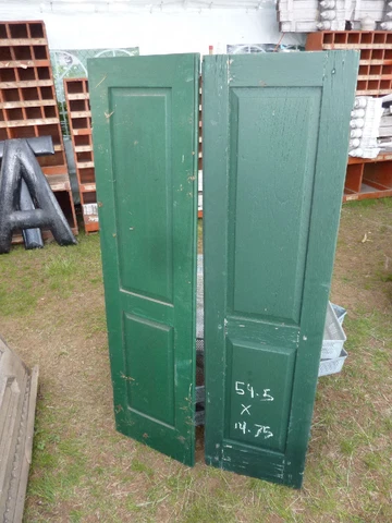 PaiR c1860-70 RAISED panel PA house WINDOW shutters 54.5 x 14.75" GREEN Cover