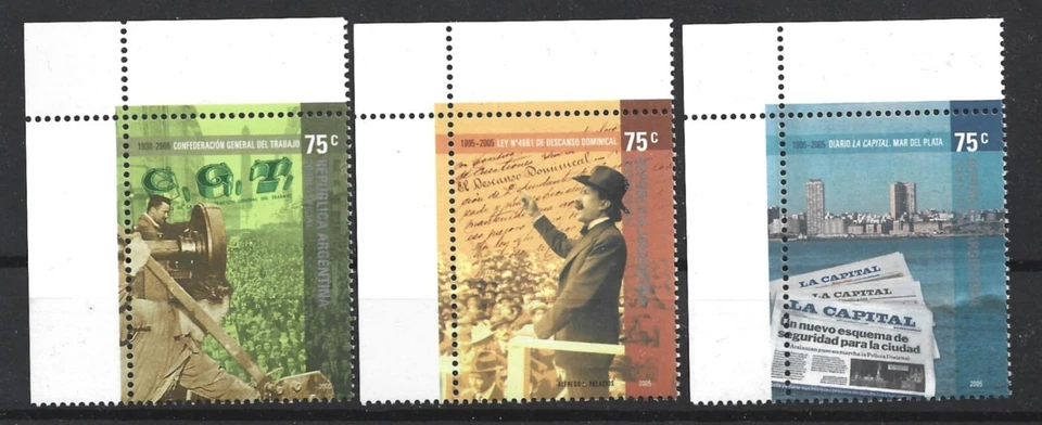 Argentina 2005 Historical Conmemorations Complete Set MNH Page Corners - Image 1 of 1