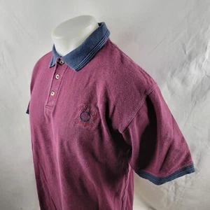 Disneyland Shirt Mens Medium Red Maroon Cotton Embroidered Mickey Head Resort - Picture 1 of 7