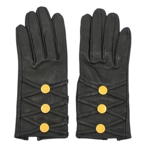Hermes Black Leather Gloves #6 1/2 185565 - Picture 1 of 7