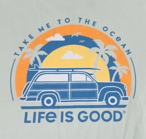 Life Is Good Chemise Homme Large Emmenez-moi à l'océan Véhicule Concasseur Tee Adulte A04 - Photo 1/18