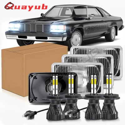 For Oldsmobile Delta 88 1976-1986 4pcs 4x6'' LED Headlights High-Low Beam 6000k - Image 1 of 4