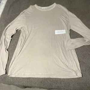 Cotton Citizen Women's Gray Stretch Crew Neck Long Sleeve T-Shirt Size Large NWT - Picture 1 of 9