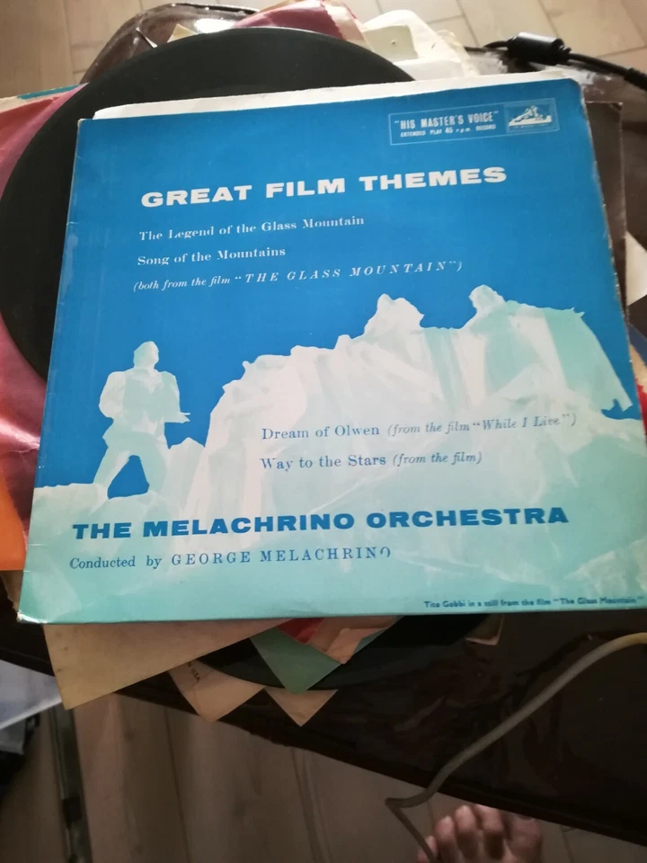 GREAT FILM THEMES MELACHRINO ORCHESTRA THE GLASS MOUNTAIN EP 45RPM 7"EASY LISTEN - Image 1 of 4