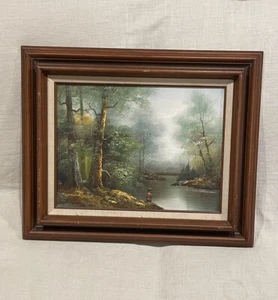 B. MULLEN (1901-1986), Boy Fishing On The River In The Woods, 22.25” x 18.5” - Picture 1 of 17