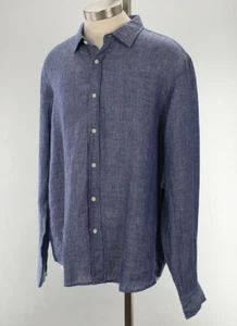 THE MENS STORE Cadet Blue Regular Fit Long Sleeve Linen Shirt XXL Tagless NWT - Picture 1 of 2