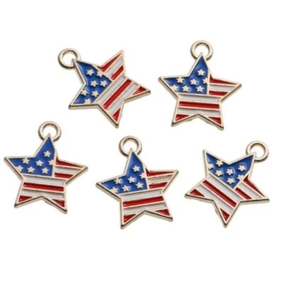 Patriotic Star Flag Charm Embellishment - Craft Sewing  Scrap -Shelly's Buttons - Image 1 of 4