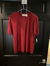 VTG Alfred Dunner Sweater Short Sleeve Cable Knit Shoulder Pad - XL Red