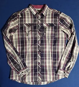 Mens Check Mish Mash Long Sleeve Shirt Size L - Picture 1 of 4