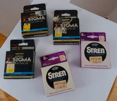 Set of 5 Stren and Sigma Blue Fluorescent 100-110 Yard Fishing Line - Image 1 of 3
