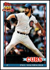 1991 Topps #12 Paul Assenmacher Baseball Chicago Cubs 