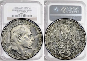 Germany, Weimar Republic, Medal 5 Mark 1927, Hindenburg, Goetz, NGC MS 63 - Picture 1 of 8