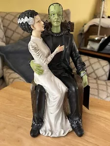 Frankenstein & the Bride of Frankenstein On His Lap Chair Halloween Decor 2024 - Picture 1 of 5