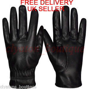 UNISEX LADIES WOMEN LEATHER GLOVES FLEECE LINED THERMAL SOFT WINTER WARM DRIVING