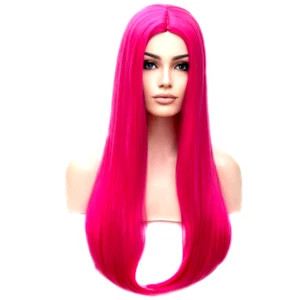 Beron 26" lange glatte Hot Pink Perücke Mittelteil Synthetik Cosplay Party Haare - Bild 1 von 13