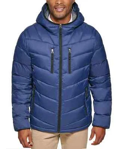 CLUB ROOM Navy Blue Packable Lightweight Hooded Quilted Puffer Jacket NEW Small - Picture 1 of 1