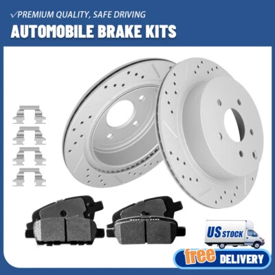 Rear Drilled Rotors + Ceramic Brake Pads for Infiniti QX60 Nissan Murano Quest - Image 1 of 4
