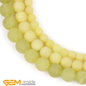 Yellow Lemon Jasper Natural Gemstones Matte Frosted Round Beads Strand 15" AU - Picture 1 of 29