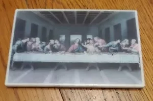 4" X 6" Marble Tile Last Supper Print Vintage - Picture 1 of 2