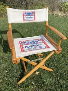 Vintage Folding Directors Chair Bud Light Made USA Wooden Beer Advertising - Picture 1 of 7