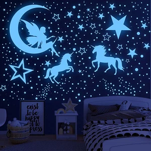 Glow in the Dark Stars for Ceiling,Unicorn Wall Decals Stickers Unicorn Wall Dec - Picture 1 of 12