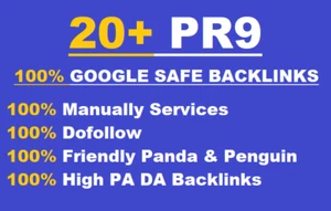 20+ PR9 Permanent Backlinks DA 80+ manually quality seo service - Picture 1 of 1