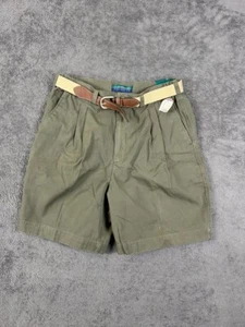 Vintage Claybrooke Shorts 34 Waist NWT 100% Cotton Olive Green w/ Belt - Picture 1 of 5