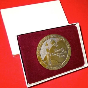 1990 General Dynamics Space Division Family Recognition Day Brass Paperweight - Picture 1 of 4