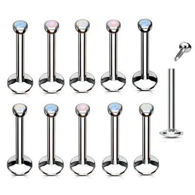 2er Labret Lippenpiercing Monroe Stecker Opalit Ohr Piercing Internes Gewinde - Bild 1 von 4