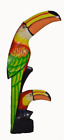 TOUCAN MOTHER BABY Island African Jungle Wooden Statue Tropical Hand Carved Art
