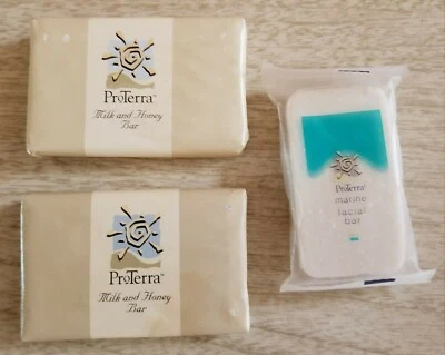 Lot of 3 ProTerra Soap Bars:   2 Milk and Honey Complexion + 1 Marine Facial NIP - Image 1 of 4