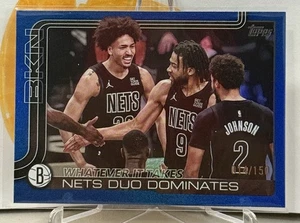 2025-26 Topps Basketball #273 Nets Whatever It Takes   Duo Dominates Blue 14/150 - Picture 1 of 2