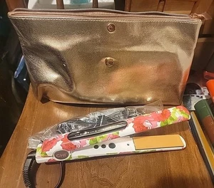 CHI Original Ceramic Hairstyling 1" Iron GF8221 Pink Flowered w/ Gold Clutch - Picture 1 of 8
