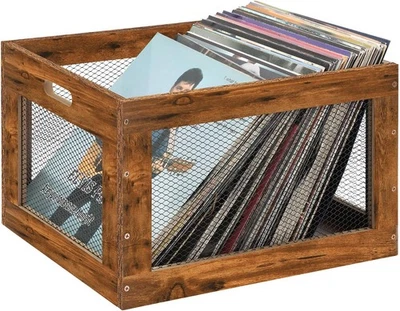Vinyl Record Storage Crate Wood Multifunctional Storage Box Books Record Holder - Image 1 of 4