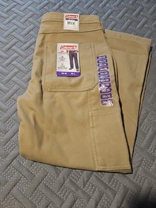 NEW-Coleman Fleece Lined Mens Carpenter Pants 36X30 Beige Straight Leg - Picture 1 of 5
