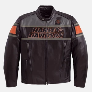 Harley Davidson Men's Black Motorcycle Biker Jacket  Real Cowhide Leather Jacke - Picture 1 of 3