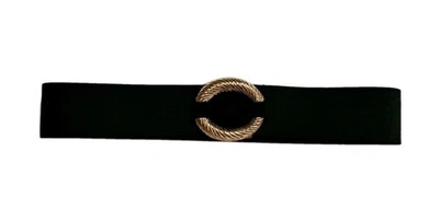 Vintage Black And Gold Tone Elastic Belt  - Image 1 of 4