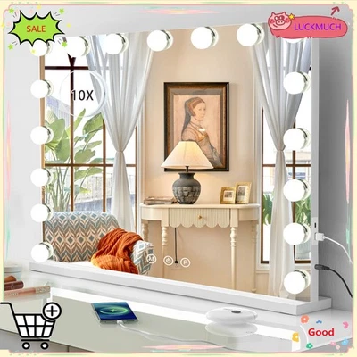 YAMISSI 60x50cm Large Hollywood Vanity Mirror with Bulbs 17 Dimmable LED Bulbs Tabletop