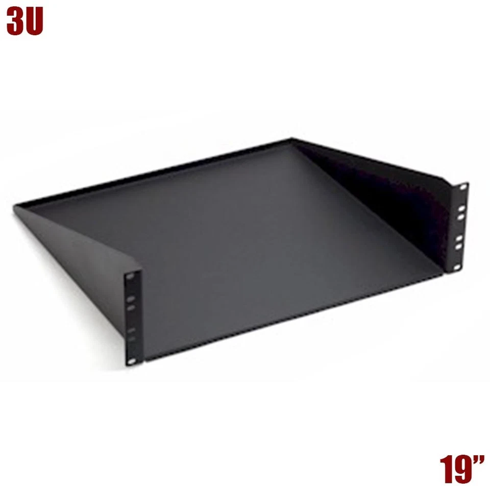 3U 19" Cantilever Server Shelf Shelves Rack Mountable 16" Depth Steel Black - Image 1 of 1