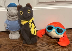 Denis Daily Sir Meows-a Lot Black Cat Plush Stuffed Animal Manatee Crab Pals - Picture 1 of 6