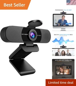 Webcam compacte 1080P avec correction automatique basse lumière et support trépied pour appels - Photo 1/12