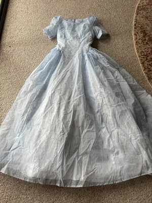 VNTG 1950s Pale Blue Chiffon Prom Dress Rockabilly Cupcake Party Dress Lined - Image 1 of 4