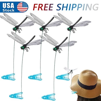 5 PIEZAS Clips Libélula Artificial 3D Simulación Libélulas Sombrero Clip Decoración Jardín Foto 1 de 4