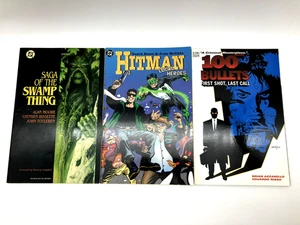 3 Vintage 1987-2000 DC Comics Graphic Novels Swamp Thing Hitman 100 Bullets - Picture 1 of 24