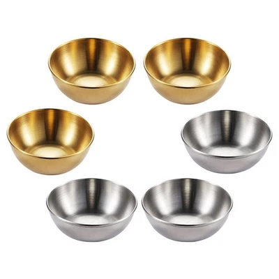  6 Pcs Piastra in Acciaio Inossidabile Piatto Di Salsa Immergendo - Immagine 1 di 4