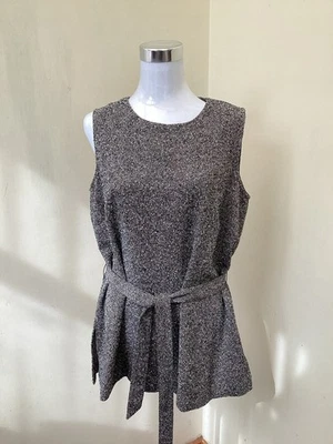 M&S Womens Heavyweight Tunic Top Size 14 Grey Mix With Belt Lovely Condition - Image 1 of 4