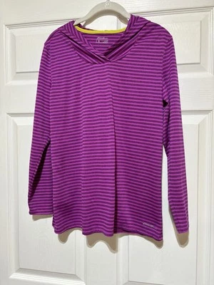 Eddie Bauer Purple Magenta Striped Hooded Athletic Top Size M - Изображение 1 из 4