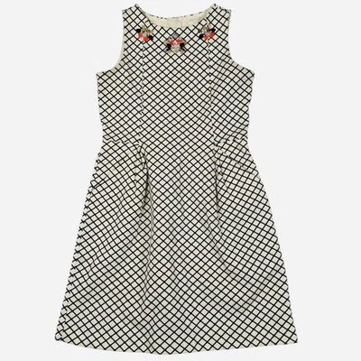 Crewcuts Dress Girls 10 Cream Blue Sleeveless Beaded Gem Embellished Jewel - Image 1 of 4