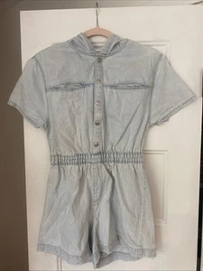 Zara Girls Denim Jumpsuit Sz 13/14y Shorts - Picture 1 of 13